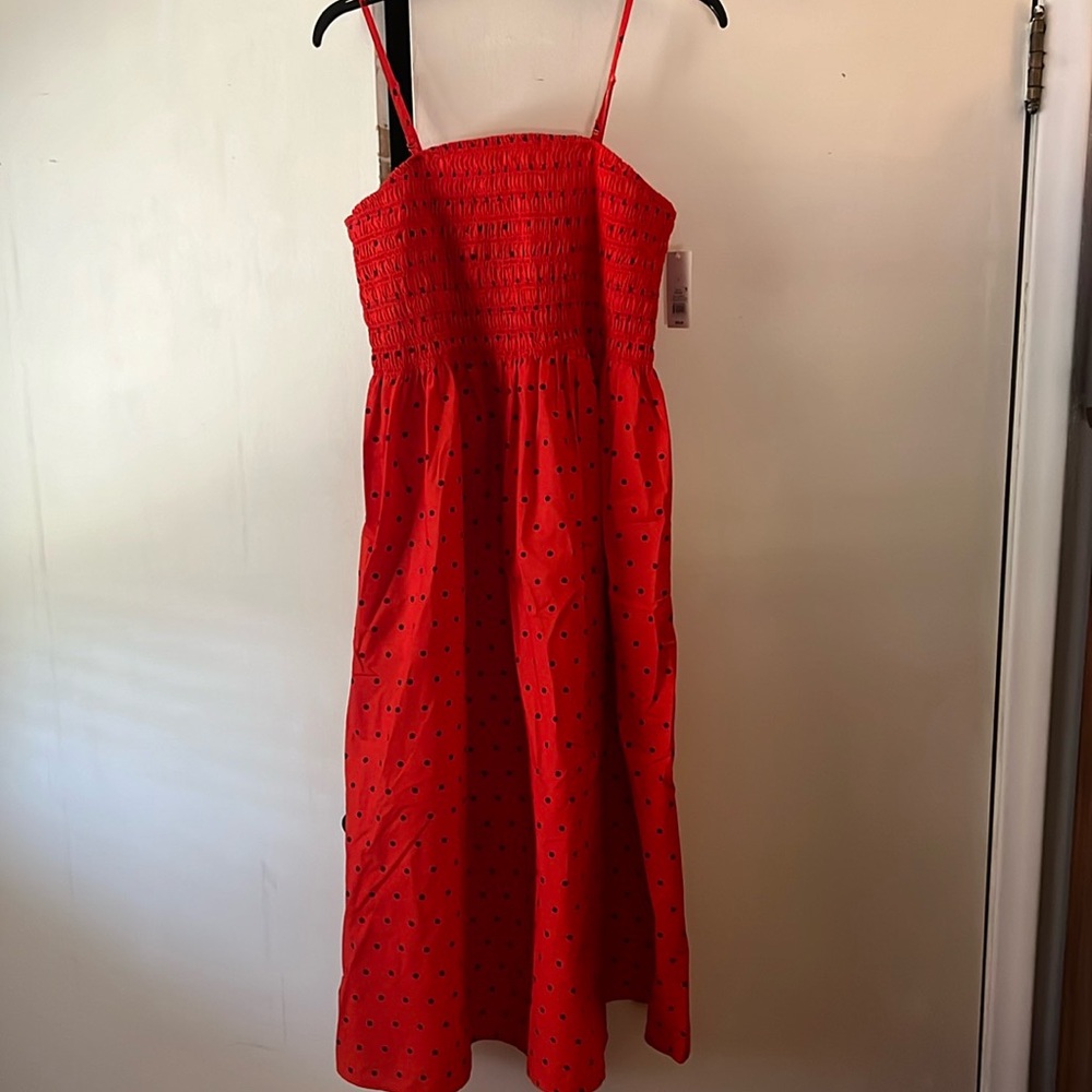Women’s Easy Summer Smocked Midi Dress A New Day Red Dot Large